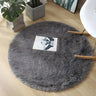 Solid Color Round Shag Polyester Green Plush Area Rug Image - 2