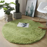 Solid Color Round Shag Polyester Green Plush Area Rug Image - 7