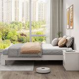 Solid Color White Queen Wood Minimalist Panel Bed Frame Image - 10