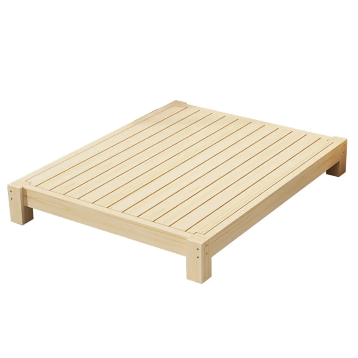Solid Color White Queen Wood Minimalist Panel Bed Frame Image - 3