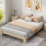 Solid Color White Queen Wood Minimalist Panel Bed Frame Image - 5