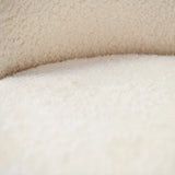 Solid Color White Round Wool Vanity Stool with Backrest Image - 10