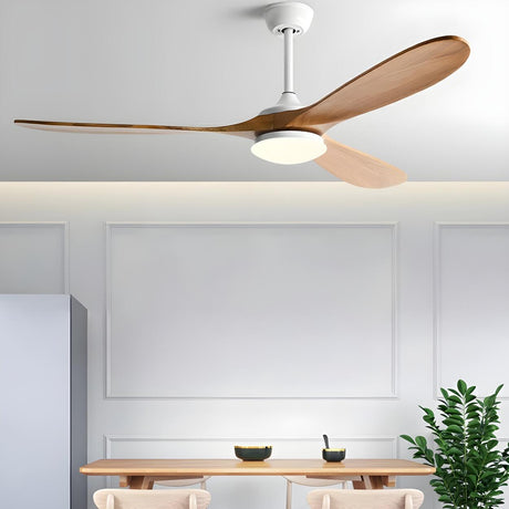 Solid Wood 3 Blade Down Rod Ceiling Fan with Light Image - 1