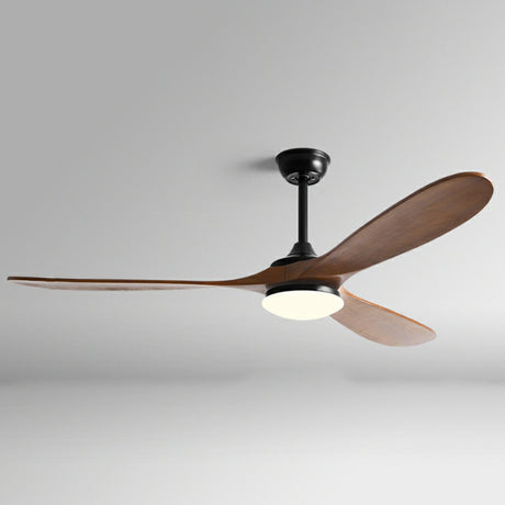 Solid Wood 3 Blade Down Rod Ceiling Fan with Light Image - 2