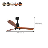 Solid Wood 3 Blades Remote Ceiling Fan with LED Light Image - 18