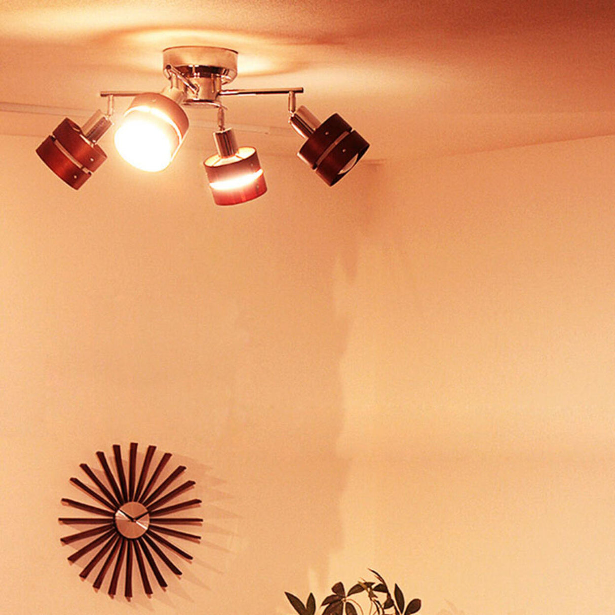 Solid Wood Cylinder Semi-Flush Mount Light 4-Light Image - 4