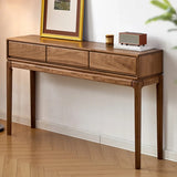Solid Wood Espresso Large Console Table with Drawers Image - 4