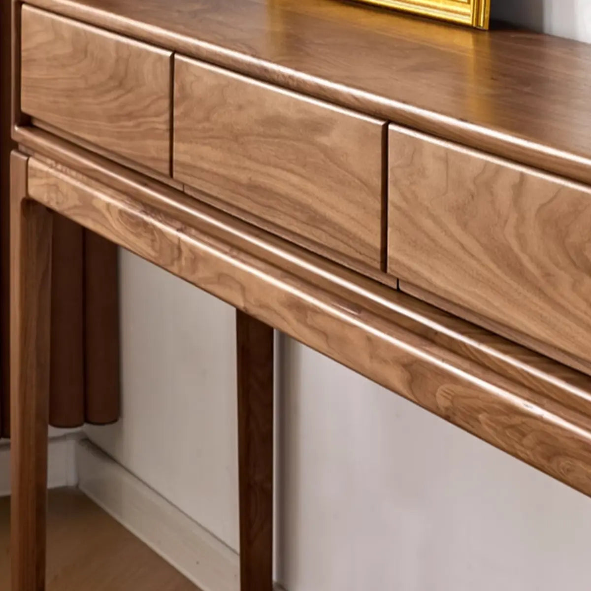 Solid Wood Espresso Large Console Table with Drawers Image - 7