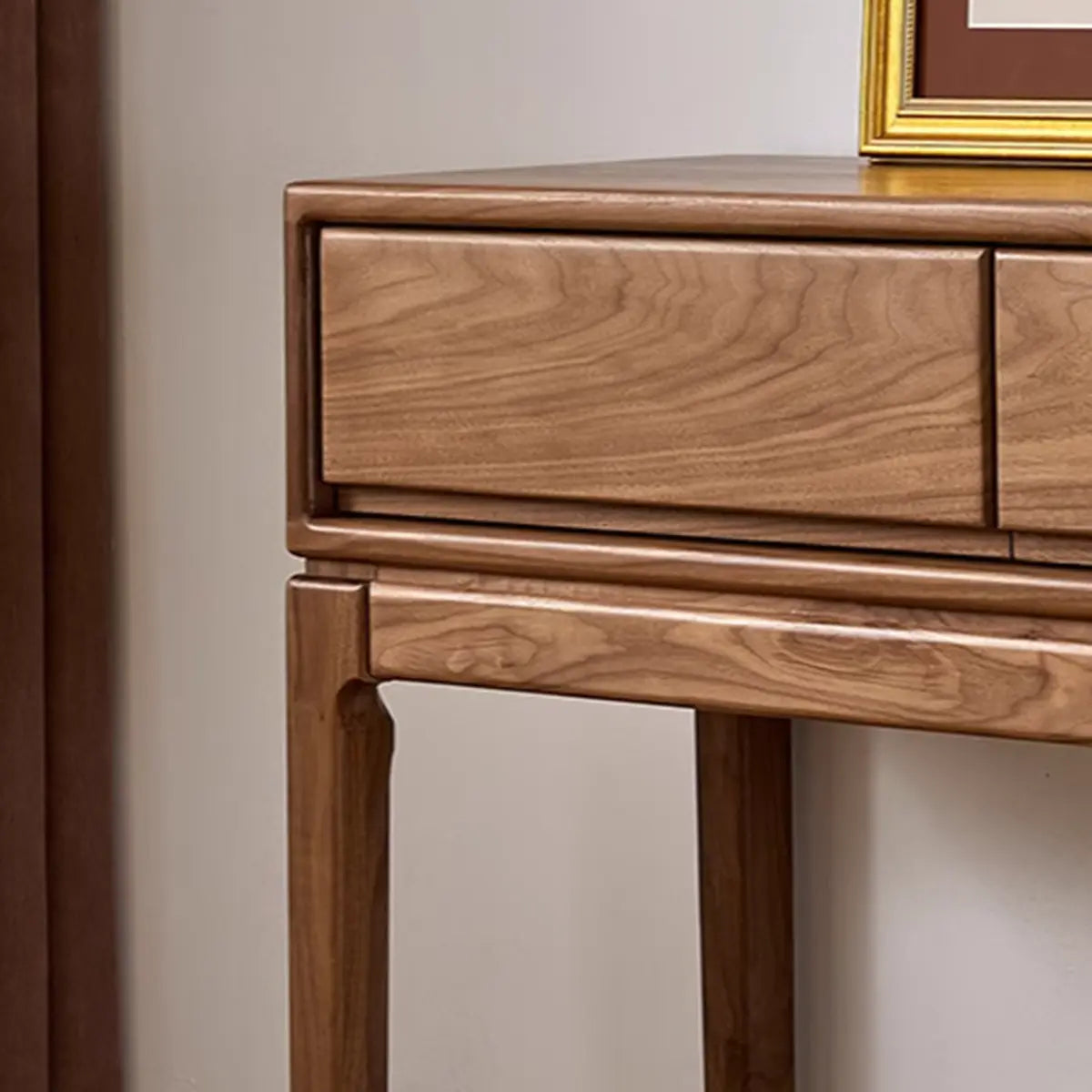 Solid Wood Espresso Large Console Table with Drawers Image - 9