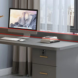 Solid Wood Office Writing Desk with Hutch and Bookcase Image - 6