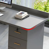 Solid Wood Office Writing Desk with Hutch and Bookcase Image - 8