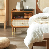 Solid Wood Open Storage Kids Nightstand with Drawer Image - 5
