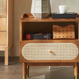 Solid Wood Open Storage Kids Nightstand with Drawer Image - 8