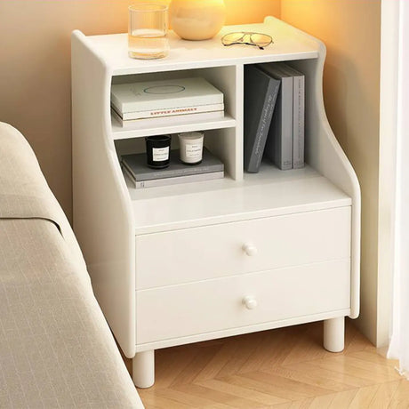 Solid Wood Open Storage Nightstand for Kids with Legs Image - 2
