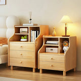 Solid Wood Open Storage Nightstand for Kids with Legs Image - 6