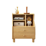 Solid Wood Open Storage Nightstand for Kids with Legs Image - 8
