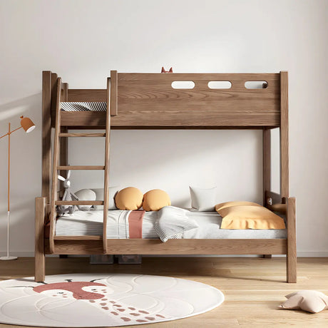Solid Wood Stairs Bunk Bed with Mattress and Guardrail Image - 1