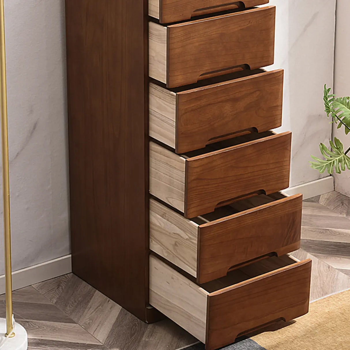 Solid Wood Vertical Natural Storage Filing Cabinet Image - 12