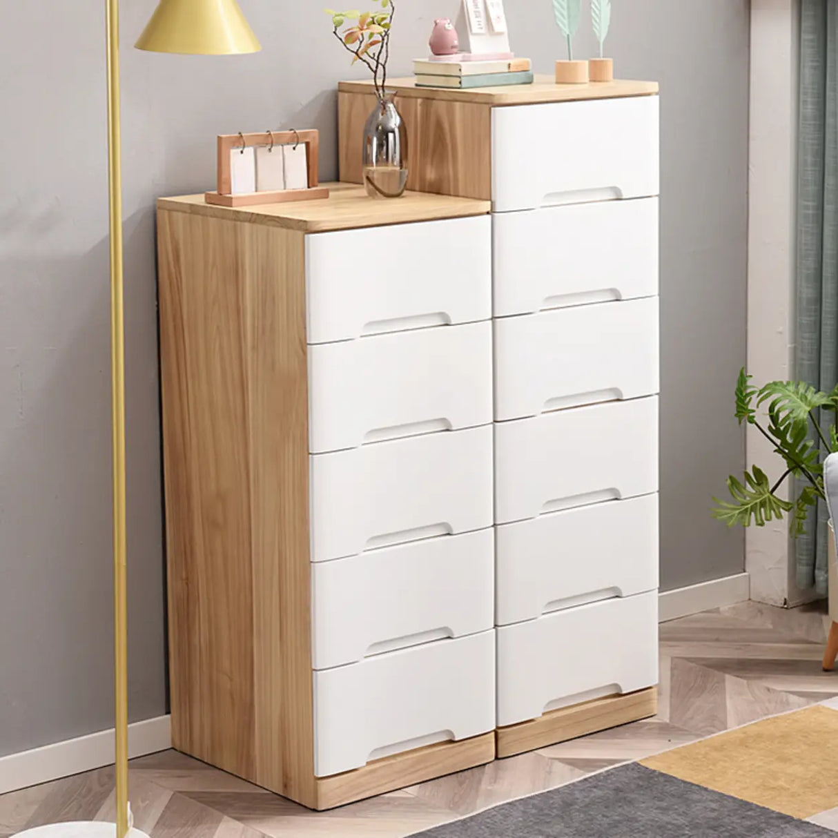 Solid Wood Vertical Natural Storage Filing Cabinet Image - 6