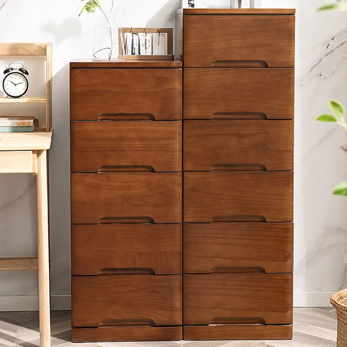 Solid Wood Vertical Natural Storage Filing Cabinet Image - 8