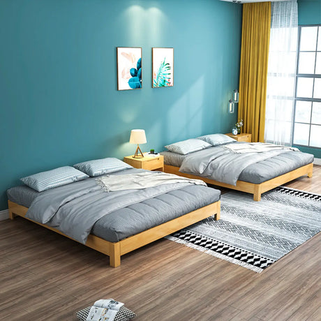 Solid Wood Walnut King Modern Minimalist Panel Bed Image - 1