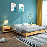 Solid Wood Walnut King Modern Minimalist Panel Bed Image - 2