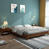 Solid Wood Walnut King Modern Minimalist Panel Bed Image - 4