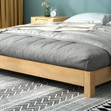 Solid Wood Walnut King Modern Minimalist Panel Bed Image - 7
