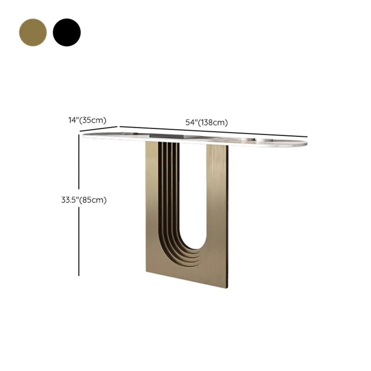 Sophisticated Abstract White Oval Marble Console Table Image - 13