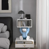 Space Theme Silver Resin Open Storage Kids Nightstand Image - 1