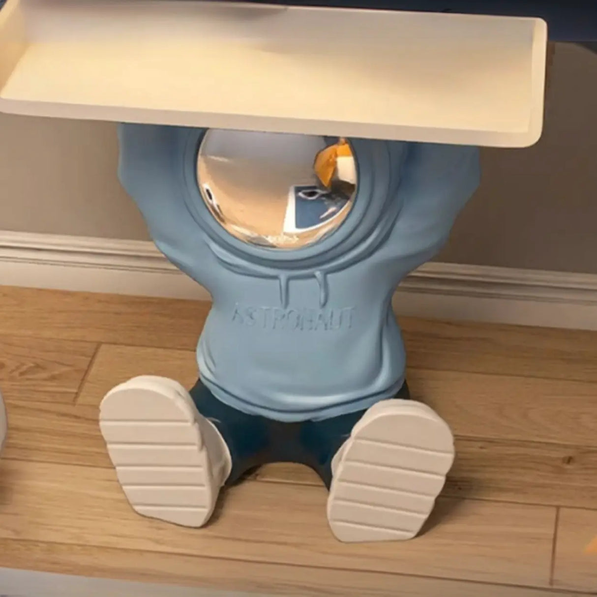 Space Theme Silver Resin Open Storage Kids Nightstand Image - 4