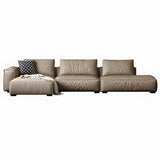 Spacious Comfort L-Shaped Brown Leather Recliner Sofa Image - 11