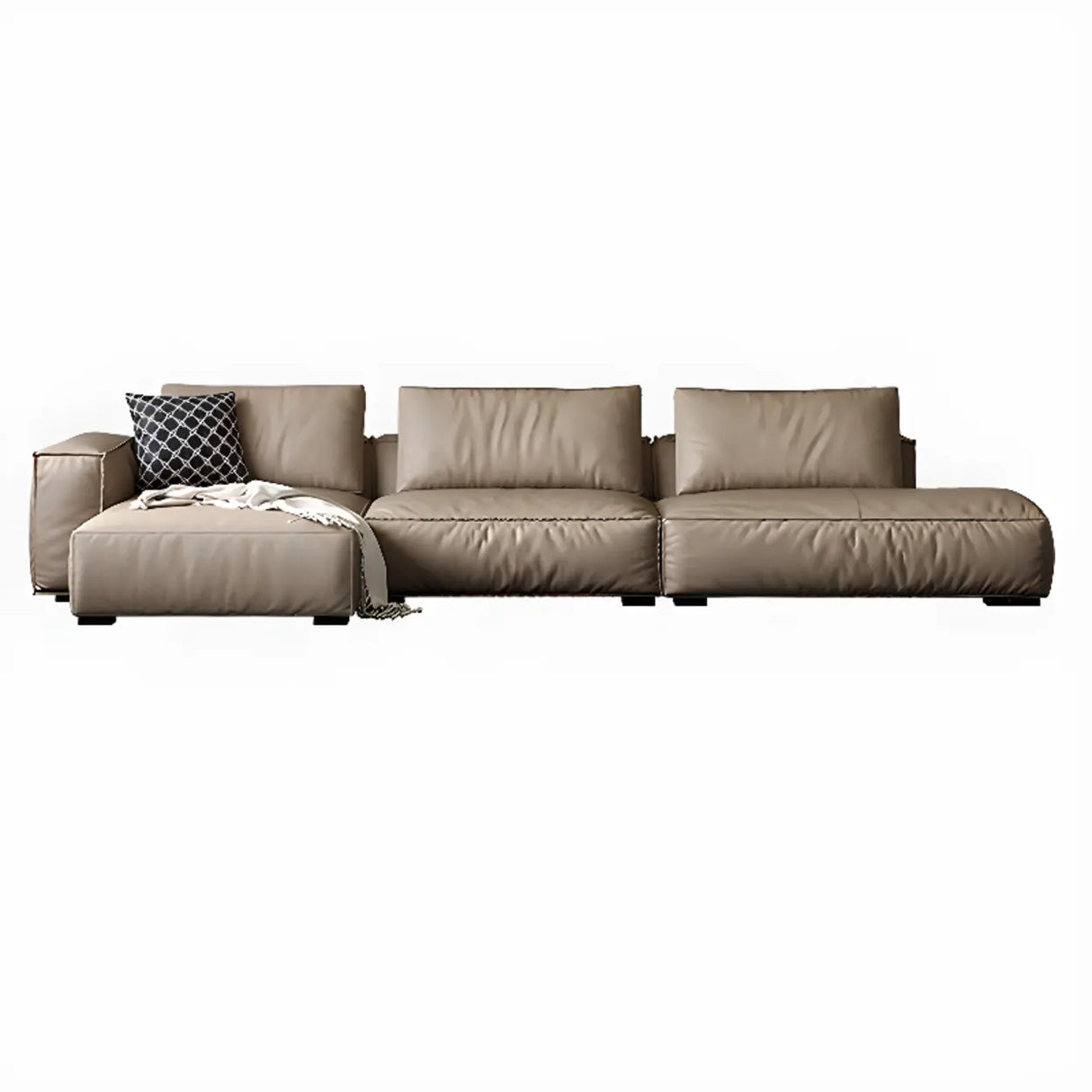 Spacious Comfort L-Shaped Brown Leather Recliner Sofa Image - 13