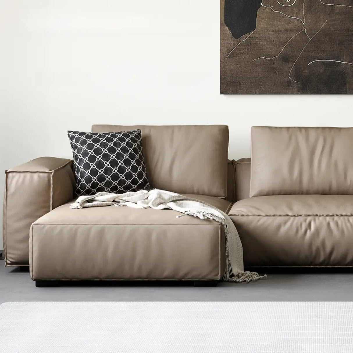 Spacious Comfort L-Shaped Brown Leather Recliner Sofa Image - 16