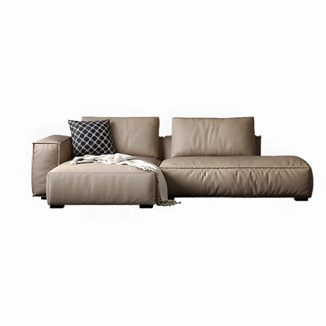 Spacious Comfort L-Shaped Brown Leather Recliner Sofa Image - 2