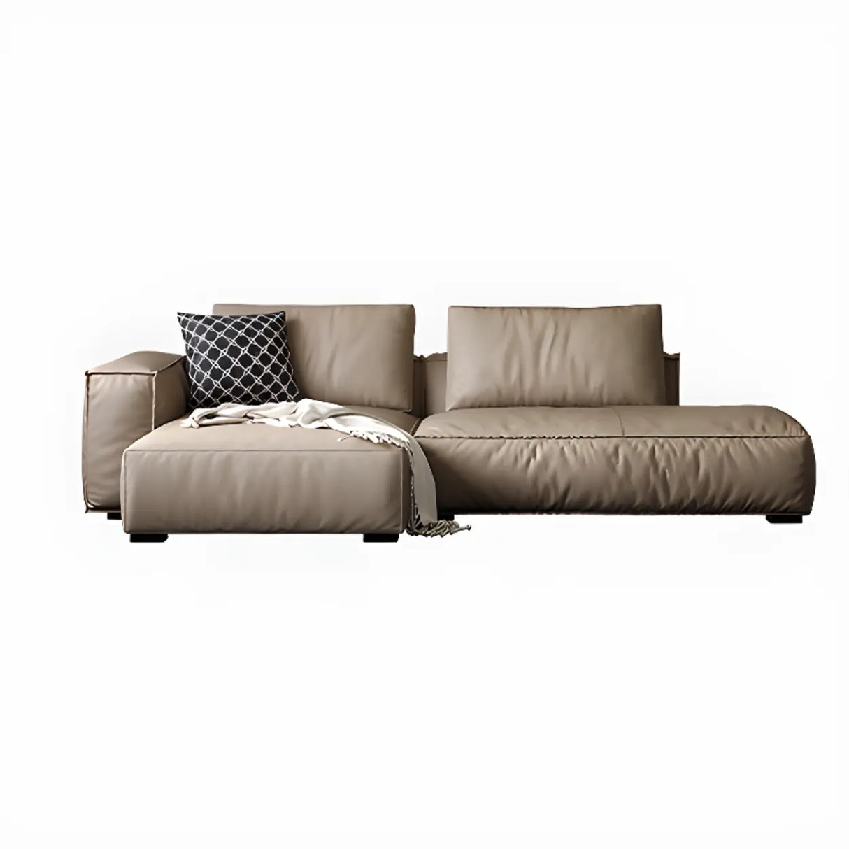 Spacious Comfort L-Shaped Brown Leather Recliner Sofa Image - 2
