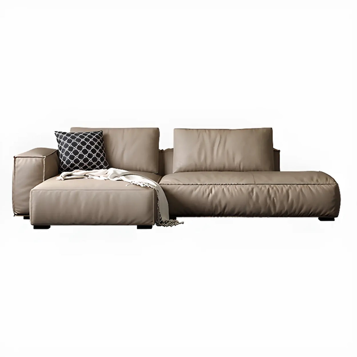 Spacious Comfort L-Shaped Brown Leather Recliner Sofa Image - 3