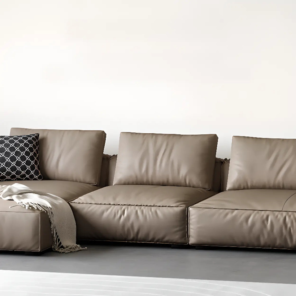 Spacious Comfort L-Shaped Brown Leather Recliner Sofa Image - 4