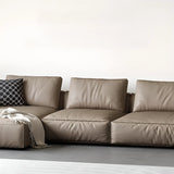 Spacious Comfort L-Shaped Brown Leather Recliner Sofa Image - 4
