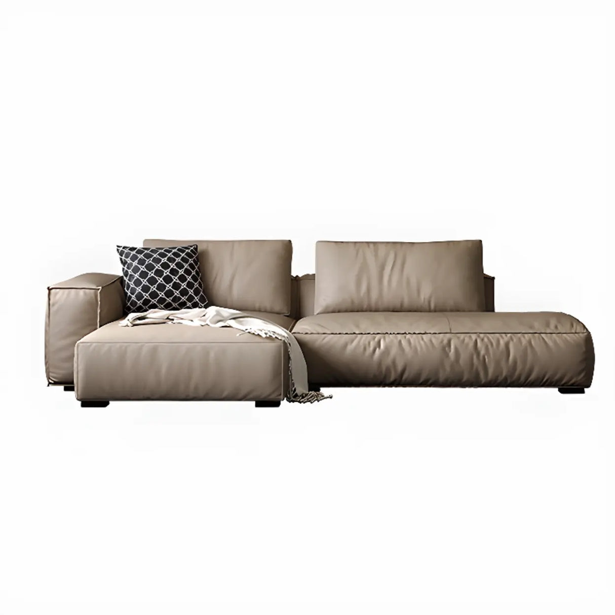 Spacious Comfort L-Shaped Brown Leather Recliner Sofa Image - 5