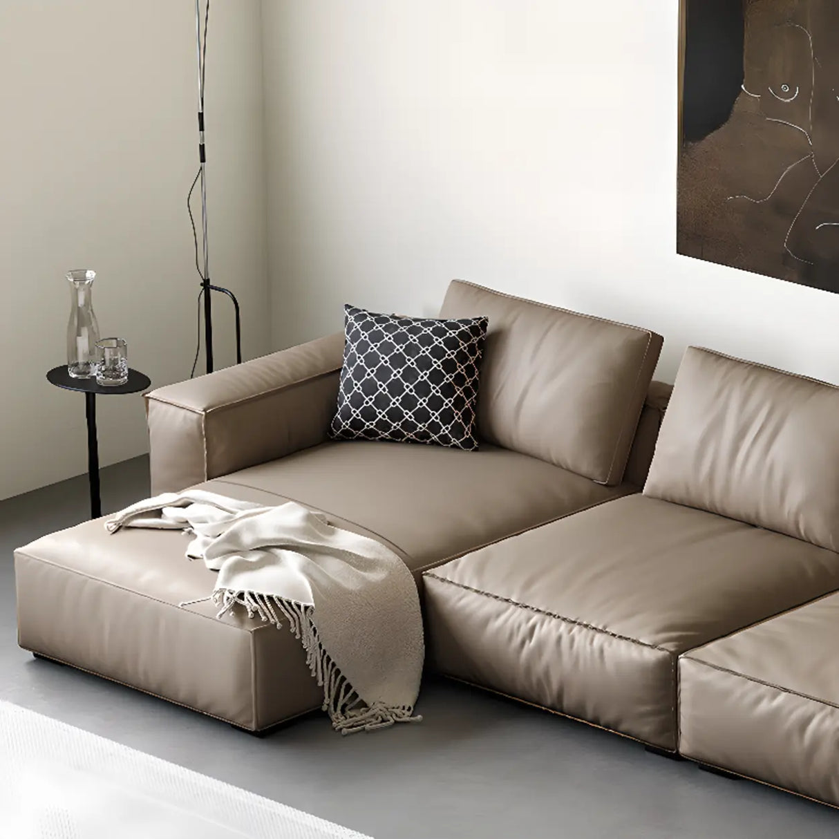 Spacious Comfort L-Shaped Brown Leather Recliner Sofa Image - 6