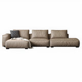 Spacious Comfort L-Shaped Brown Leather Recliner Sofa Image - 7