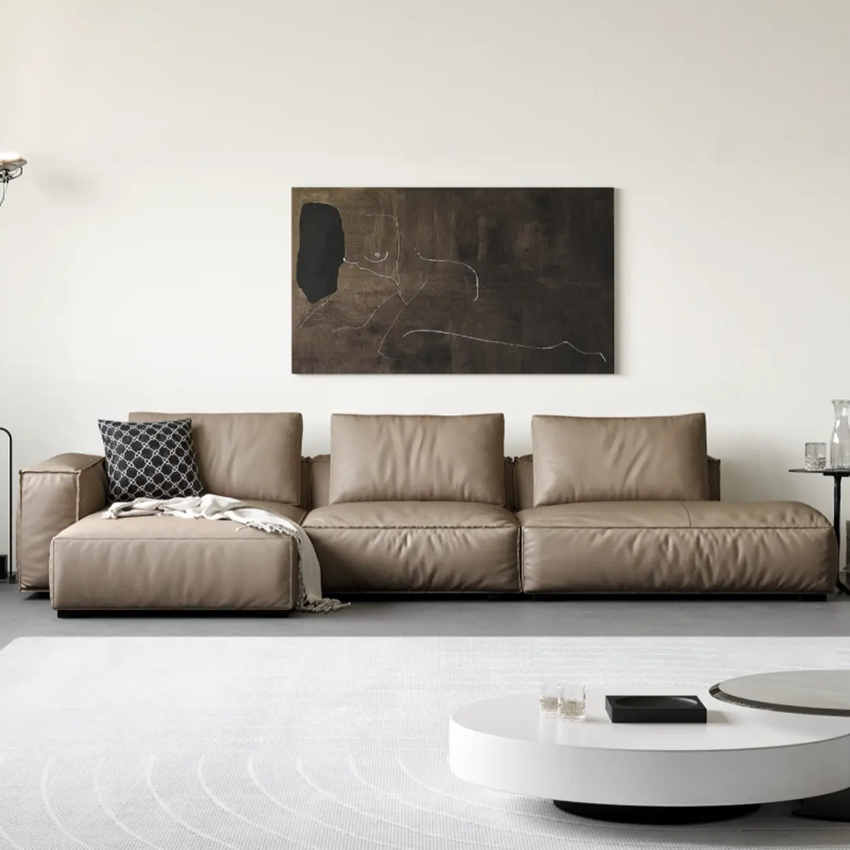 Spacious Comfort L-Shaped Brown Leather Recliner Sofa Image - 8