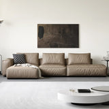 Spacious Comfort L-Shaped Brown Leather Recliner Sofa Image - 8