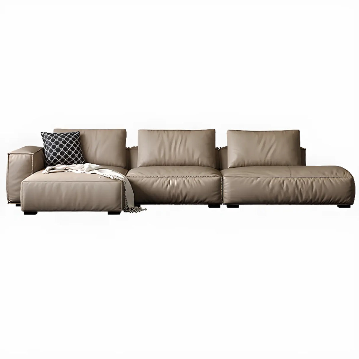 Spacious Comfort L-Shaped Brown Leather Recliner Sofa Image - 9