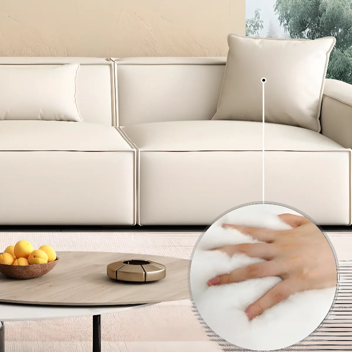 Spacious White Wooden Frame Square Arm Reception Sofa Image - 3