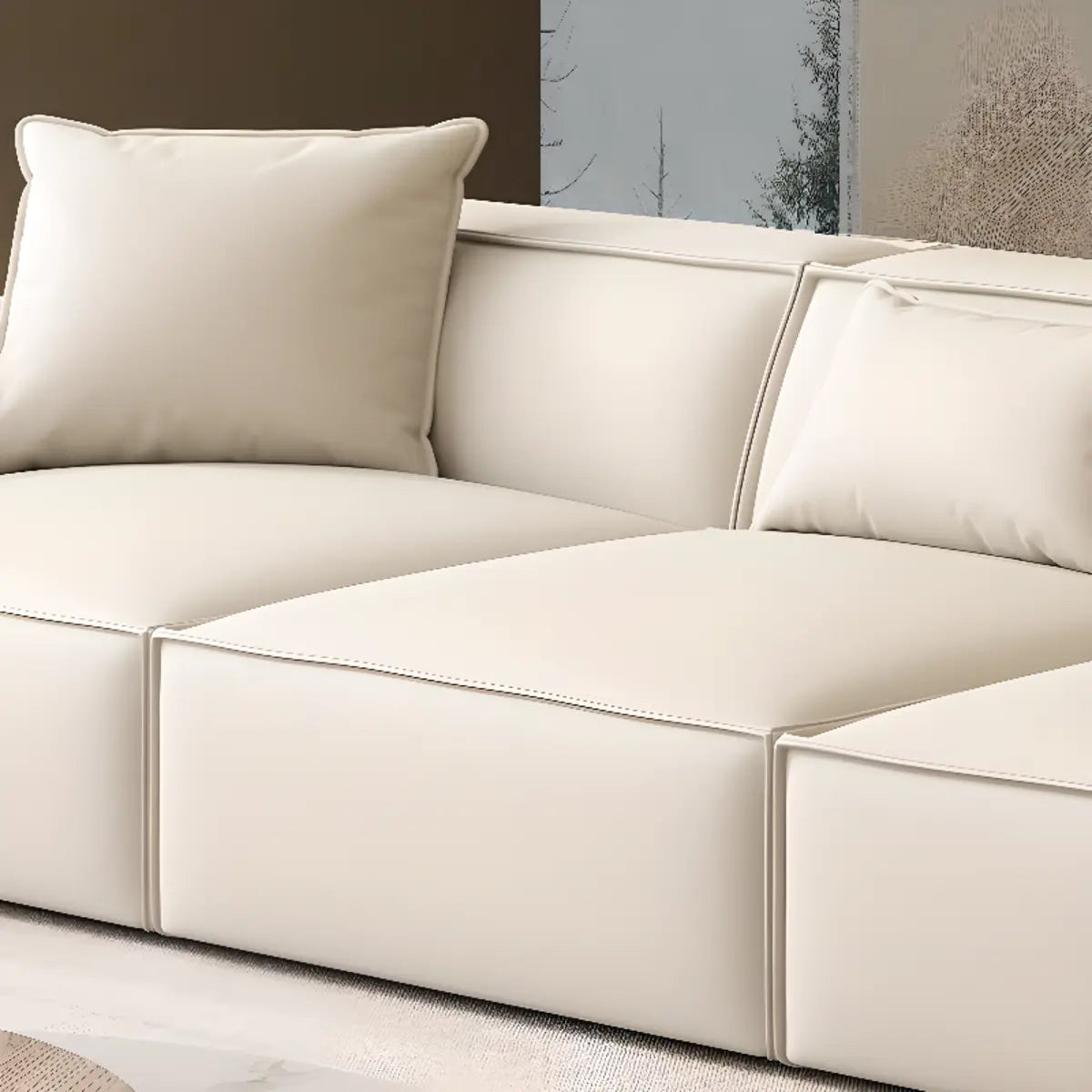 Spacious White Wooden Frame Square Arm Reception Sofa Image - 4