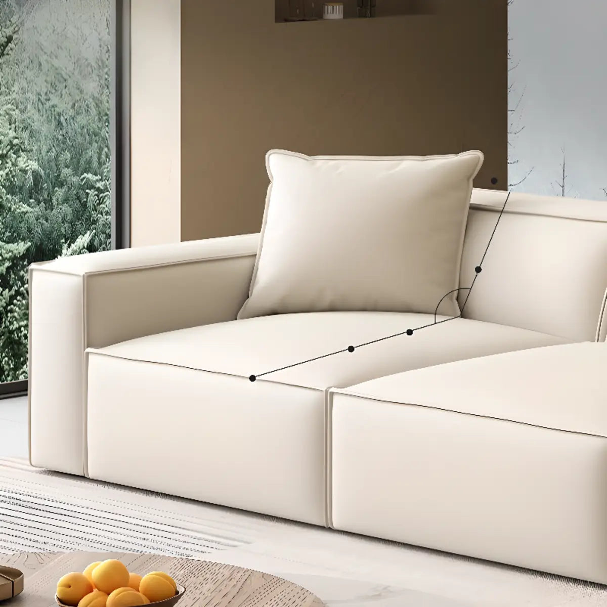 Spacious White Wooden Frame Square Arm Reception Sofa Image - 6