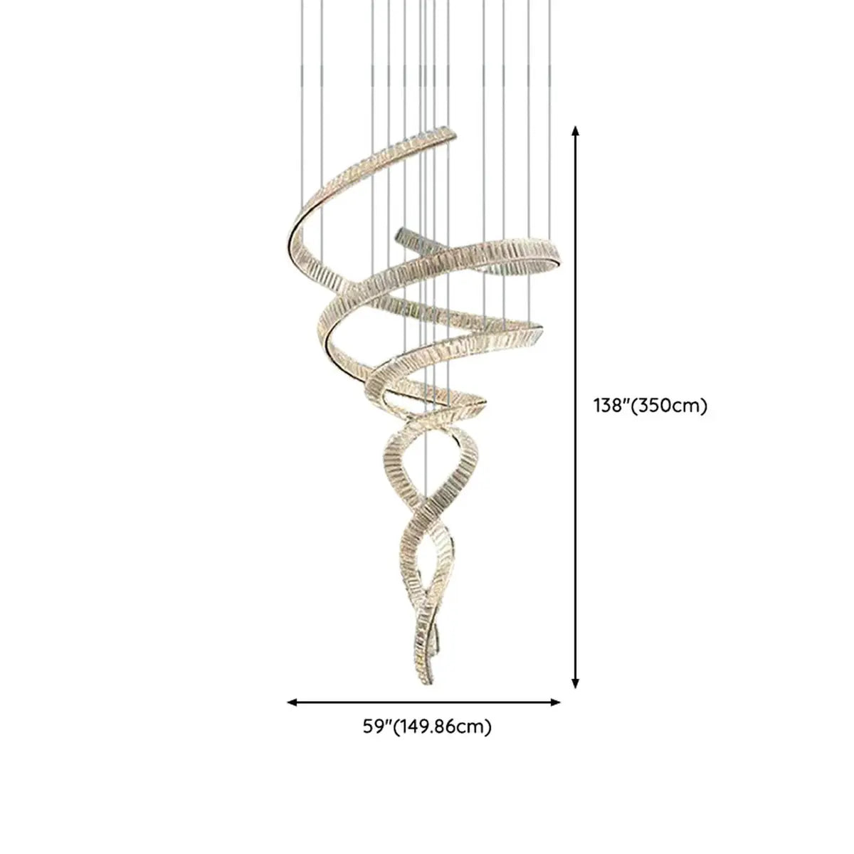 Spiral LED Crystal Silver High Ceiling Foyer Chandelier Image - 11