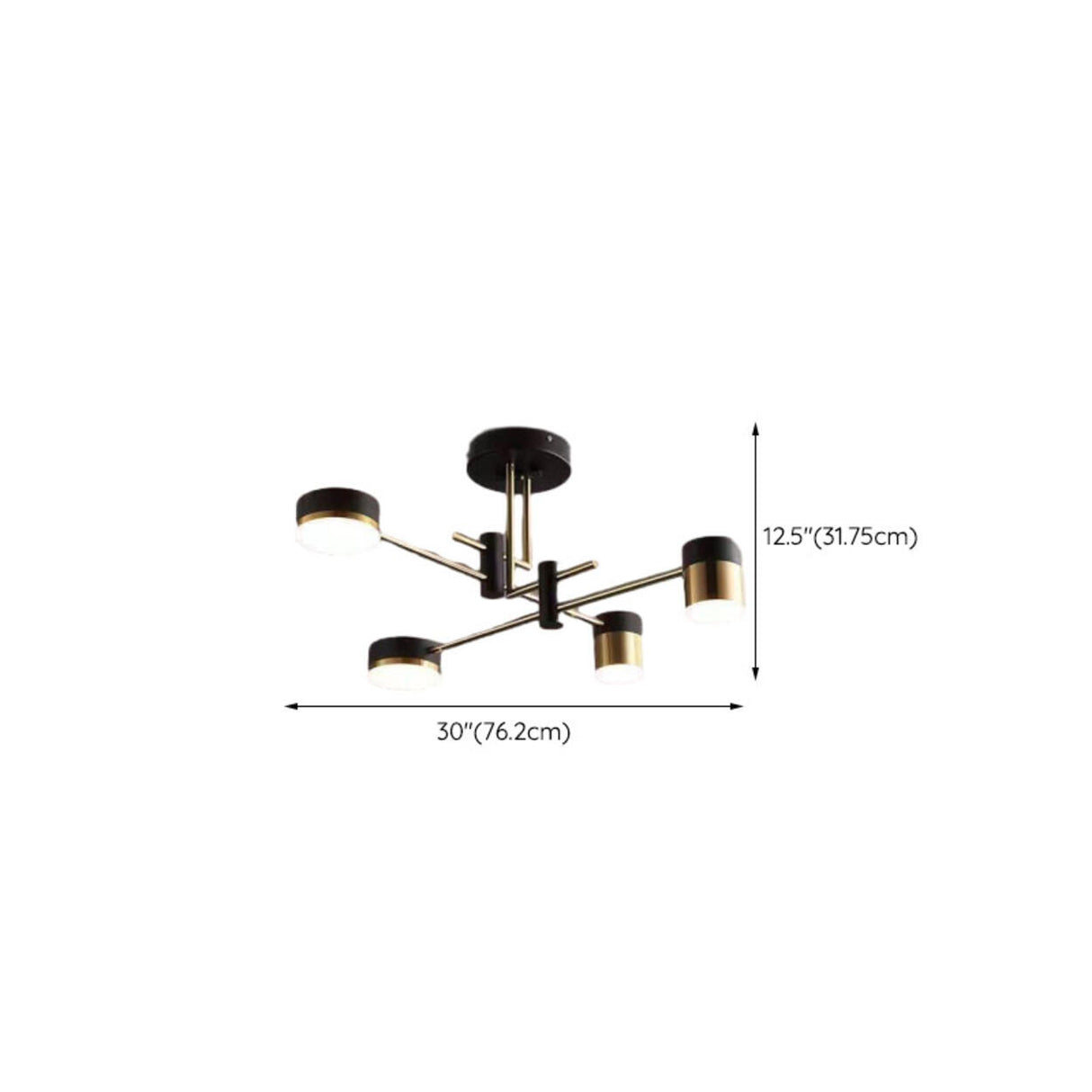Sputnik Black Cylinder Semi-Flush Mount Light 8-Light 